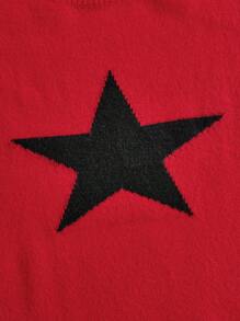 ROMWE MEN Street Life Men's Pentagram Pattern Sweater Pullover - Red - View 3