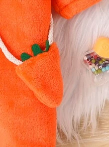 SHEIN Perso Play 寶寶女孩秋冬季溫暖可愛的胡蘿蔔造型連體衣,採用蓬鬆材質 - 橘色 - 查看 5