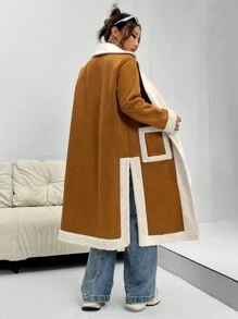 SHEIN Unity Áo khoác dài vừa có lót nhiệt dành cho nữ - gừng - Xem 2