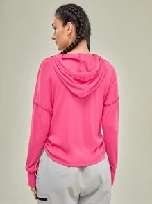 In My Nature Solid Drawstring Outdoor Sweatshirt - Hot Pink - View 8