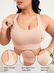 Hơn Chất rắn Cắt bỏ trở lại Bras thể thao - Hồng - Xem 5