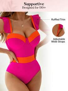 Swim DD+ Maillot De Bain Une Pièce Avec Détail Froncé Et Design À Volants