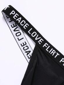 2pcs/Set Men'S Letter Print Jock Strap - Black and White - View 6