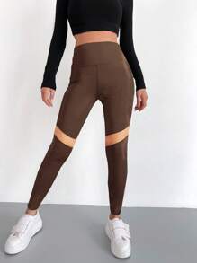 EURMUSE Của phụ nữ Eo cao Thắt lưng rộng Xà cạp - màu nâu - Xem 3