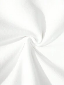 SHEIN EZwear 大尺碼皇冠和標語印花圓領運動衫 - 白色 - 查看 4