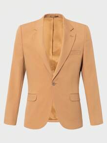 RueChic Men'S Solid Single-Breasted Suit Set - Camel - View 5