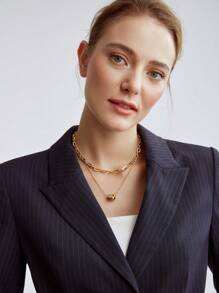 MOTF PREMIUM 2PCS/SET GOLD PLATED DOUBLE LAYERED PENDANT CHAIN NECKLACE