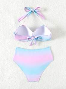 DAZY Women's Gradient Color Halter Neck Separated Bikini Set With Shell Cups Summer Beach - Multicolor - View 8