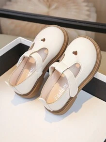 1pair Fashionable Beige Baby Girl Flat Shoes