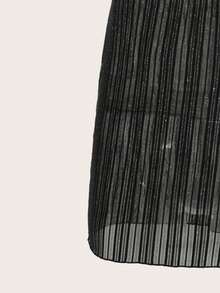 Swim SXY Women's Sheer Mesh Hollow Out Cropped Cover Up - Black - View 7