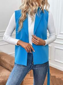 SHEIN Clasi Women'S Single-Breasted Sleeveless Suit Jacket