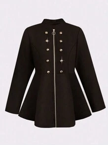 SHEIN CURVE+ Kích thước lớn Đôi ngực áo - Cà phê nâu - Xem 3