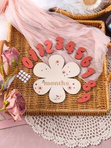 嬰兒女孩里程碑數字木質牌組,適用於新生兒攝影道具 - 彩色 - 查看 4