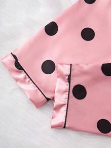 Conjunto De 4 Peças Para Casa Com Bolinhas Rosa Para Meninas Adolescentes, Incluindo Calças Compridas, Camisa De Manga Curta, Shorts E Camisola, Casual E Confortável