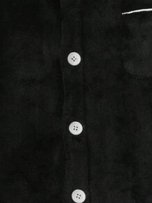 男士法蘭絨家居服套裝 - 黑色 - 查看 4