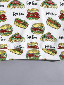 SHEIN 男童可愛舒適漢堡包圖案連帽衛衣 - 白色 - 查看 5