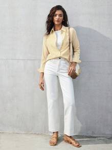 BizChic Camicia A Maniche Lunghe Da Donna Con Spalla Abbassata A Righe
