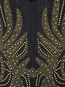 Sexy Rhinestone Studded Sheer Mesh Glitter Dress - Gold - View 3