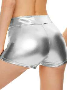 女士时尚金属修身短裤，夏季