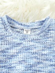 SHEIN Cô gái Giải trí Vòng cổ Ngắn Top Cây trồng Tay áo dài Áo thun Đối với Mùa thu - Màu xanh lam - Xem 5
