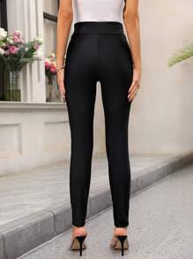 SHEIN Clasi Nút Đồ trang trí Nghiêng Túi Xà cạp - màu đen - Xem 2