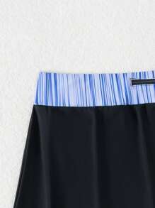 SHEIN Swim Ladies' Striped Swimwear Skorts, Summer Beach - Black - View 5