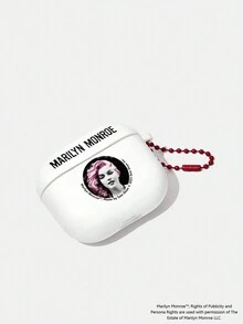 Marilyn Monroe X SHEIN 人物圖形藍牙耳機收納盒 - 白色 - 查看 3