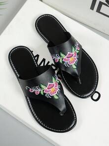 女士黑色编织平底凉鞋、女士派对平底凉鞋、女士户外休闲平底凉鞋、2024新款女士平底凉鞋、女士优雅刺绣平底凉鞋、女士居家人字拖、女士花朵印花时尚平底凉鞋、女士厚底特价鞋、女士圣诞平底凉鞋 - 黑色 - 查看 3