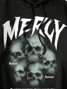 SHEIN Coolane 骷髏&字母印花休閒連帽衫