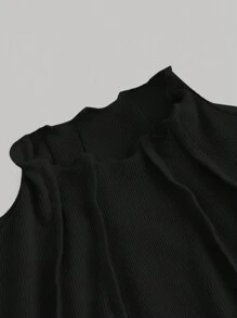 SHEIN MOD 女款立領長袖連衣裙 - 黑色 - 查看 4