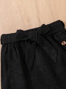 Conjunto De Camiseta Sin Mangas Y Falda Impresa Con Mariposas Para Niñas Pequeñas - Negro - Ver 5