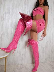 SHUZIA Ladies' Fashionable Pink Over-The-Knee Boots