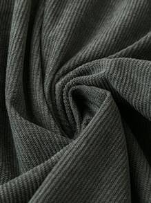 SHEIN LUNE 大尺碼女式彈性腰鈕扣細節裙 - 軍綠色 - 查看 5