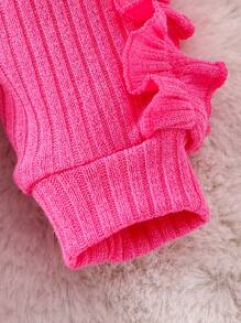 Conjunto De Blusa Y Pantalones Con Estampado De Corazones Y Ribete Con Volantes Para Bebé Niña - Rosa - Ver 4