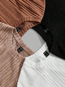 Manfinity Homme 男士羅紋針織休閒短袖t卹 - 彩色 - 查看 9