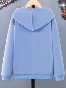 SHEIN Tween Boys' Ghost Face Printed Hoodies - Blue - View 2