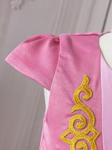 SHEIN Vestido A Capas Con Dobladillo Con Volantes Y Borde Con Volantes Para Niña (niño Pequeño) - Rosado Sandía - Ver 4