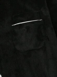 男士法蘭絨家居服套裝 - 黑色 - 查看 3