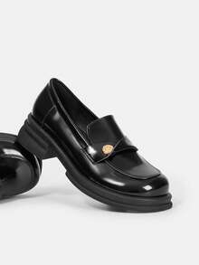 CUCCOO BIZCHIC Women's Fashionable Thick Soled Oxford Shoes - Black - View 3