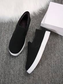 Men's Loafers, Casual Comfortable Cloth Upper Thermal Lined Autumn/Winter Shoes - Black - View 1