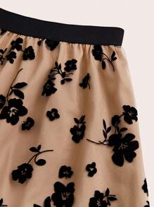 SHEIN Clasi Váy nữ lưới mềm mại họa tiết hoa - Màu Khaki - Xem 4