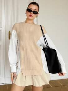 SHEIN Essnce 拼色長袖t卹 - 彩色 - 查看 5