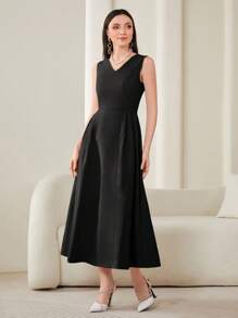 Modelyn Women's Ruffled High Neck Long Sleeve Jacket And Sleeveless Dress Set 2 Piece Set - Black - View 4