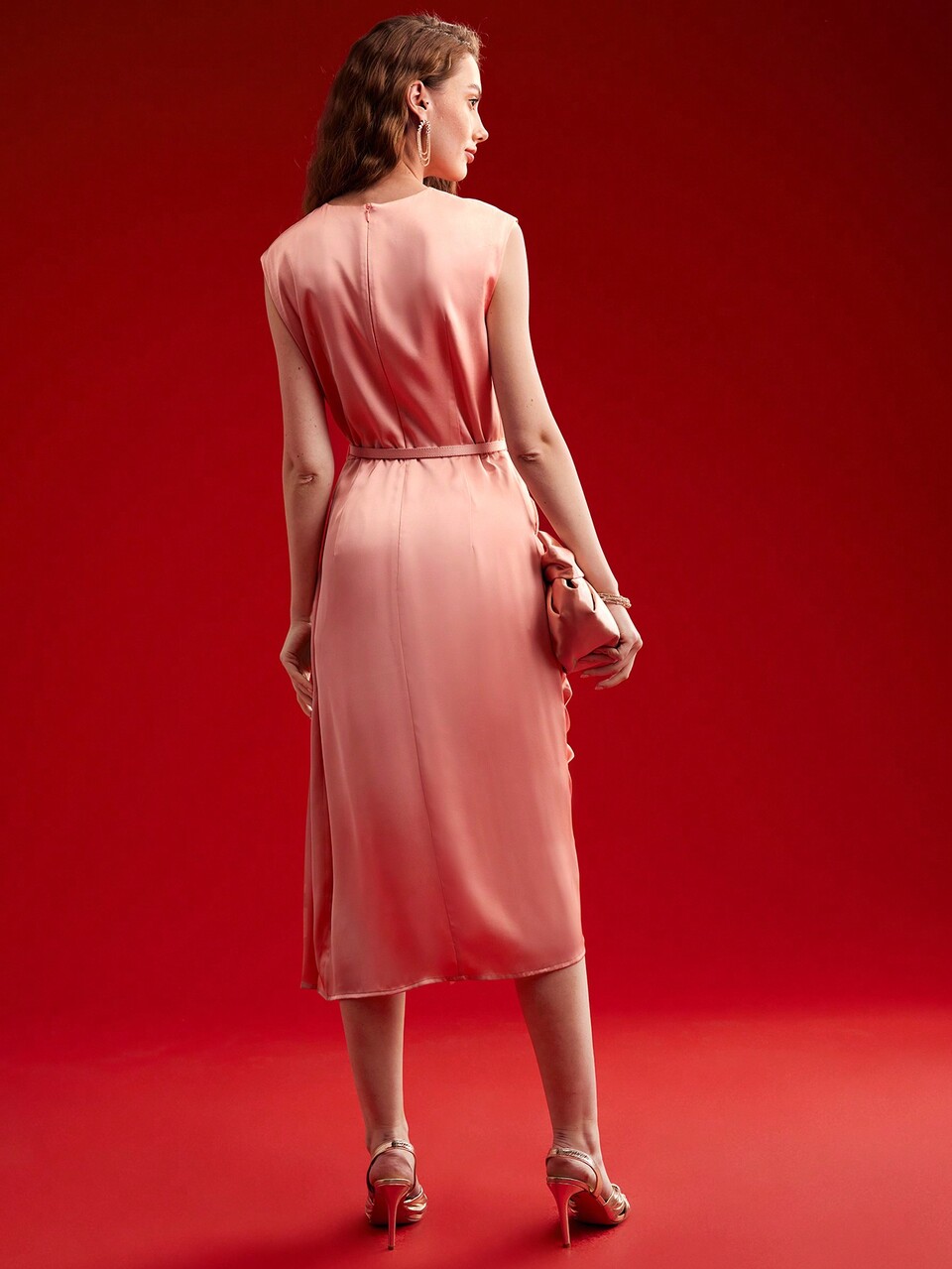 MOTF SLEEVELESS ASYMMETRICAL HEM PLEATED DETAIL DRESS,VALENTINE'S DAY OUTFIT
