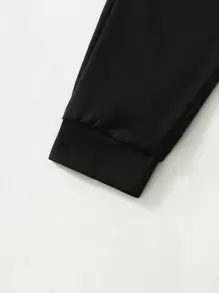 SHEIN Playful Pals 嬰幼兒男寶寶多色拼接休閒短袖t恤和褲子套裝,百搭風格 - 彩色 - 查看 5