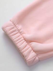 時尚休閒拉繩女款保暖衬里汗裤 - 粉色 - 查看 5