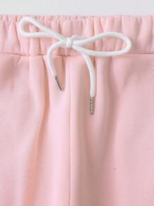 時尚休閒拉繩女款保暖衬里汗裤 - 粉色 - 查看 6