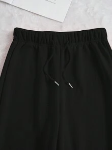 SHEIN EZwear Của phụ nữ In Khẩu hiệu Vòng cổ Áo nỉ Và Quần thể thao Bộ - trắng - Xem 7