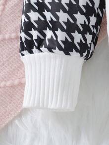SHEIN 女孩蝴蝶結千鳥格紋 T 恤和褲子套裝 - 白色 - 查看 5