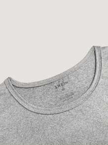 男士加大尺寸字母印花t恤 - 灰色 - 查看 4